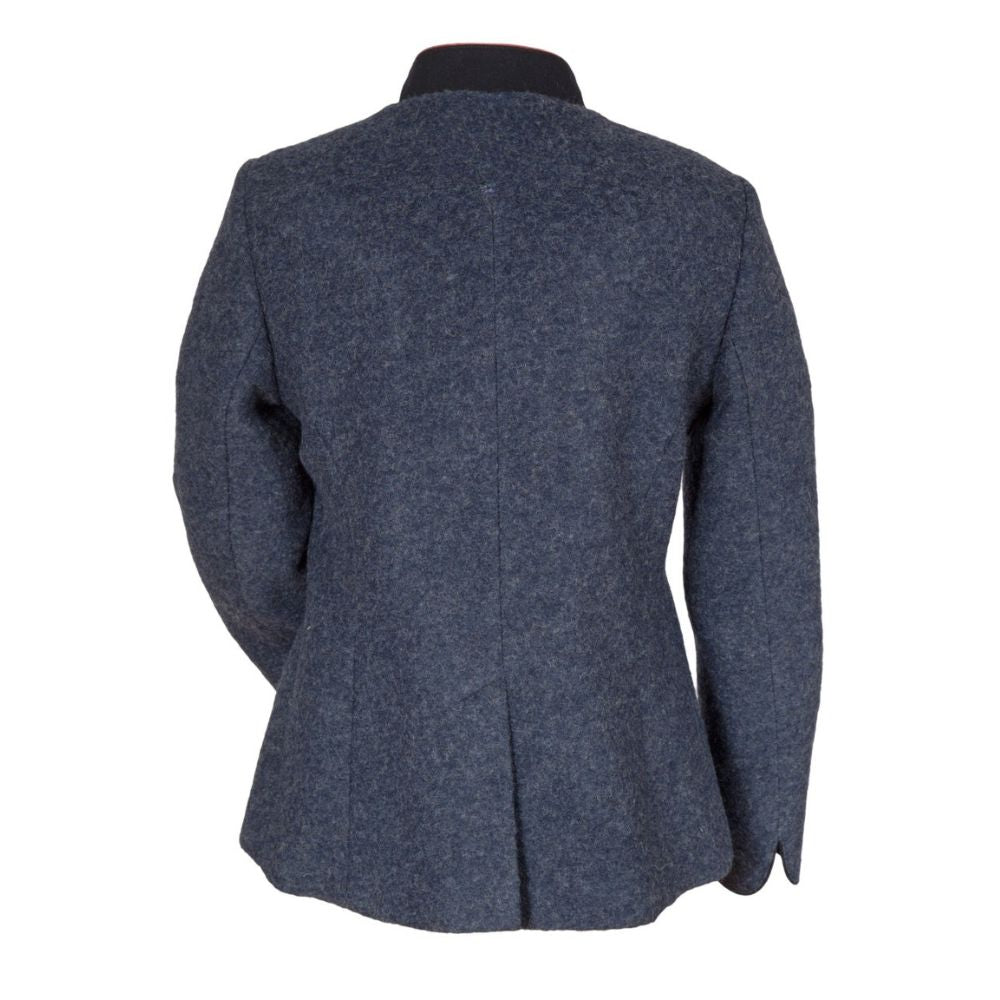 Traditional Bavarian blue wool jacket for women with classic design.