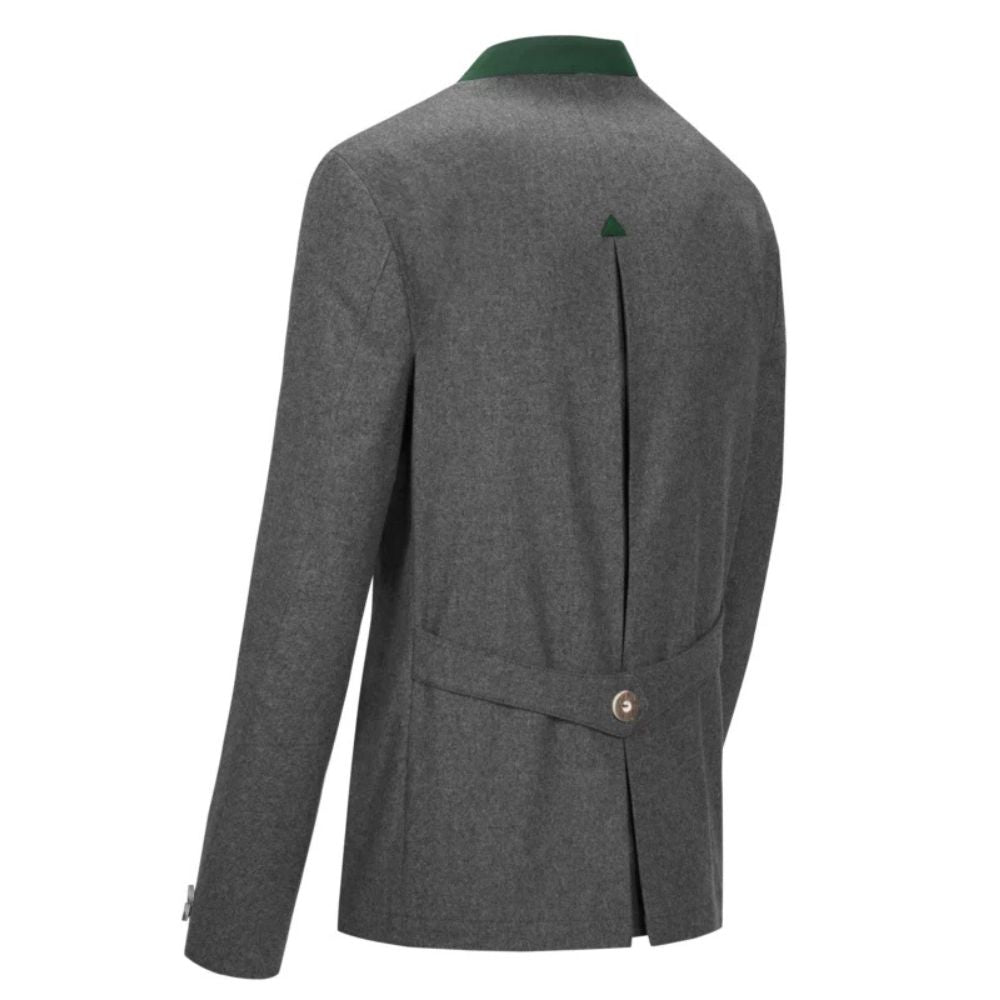Traditional Bavarian grey wool Trachten jacket with classic design.