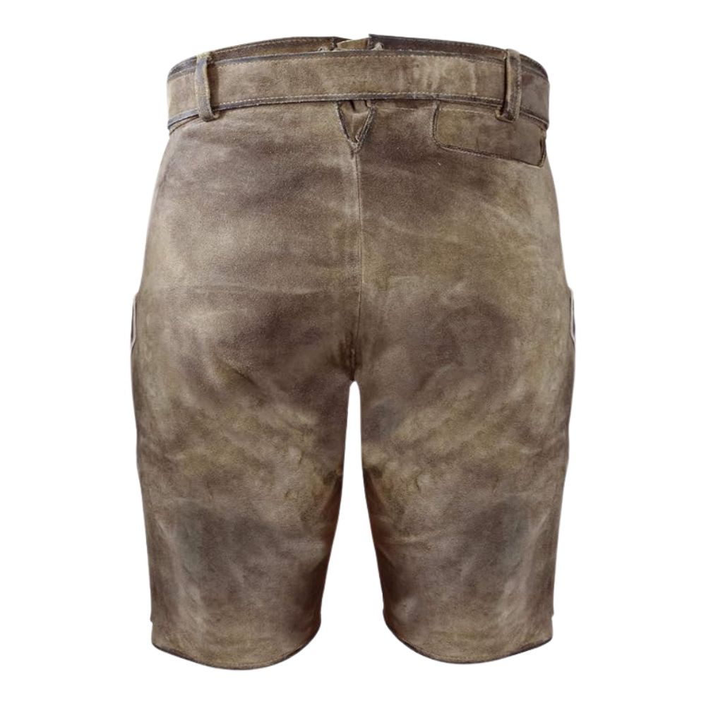 Premium brown Lederhosen for women in Alpine traditional wear style.