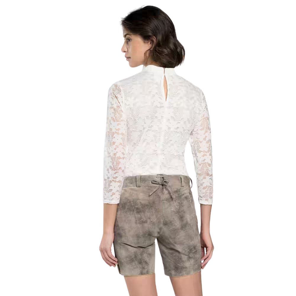 Traditional Bavarian grey suede Lederhosen with classic craftsmanship.