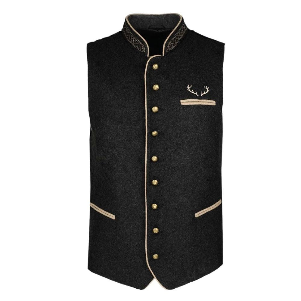 Classic Black Wool Trachten Vest – German Bavarian Style