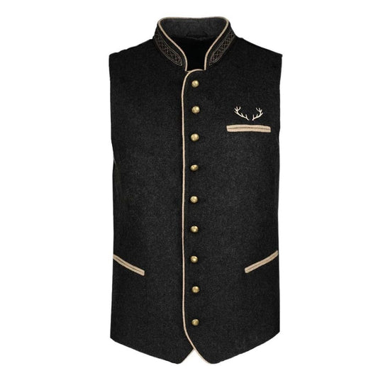 Classic Black Wool Trachten Vest – German Bavarian Style