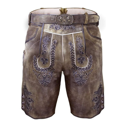 Premium brown Lederhosen for women in Alpine traditional wear style.