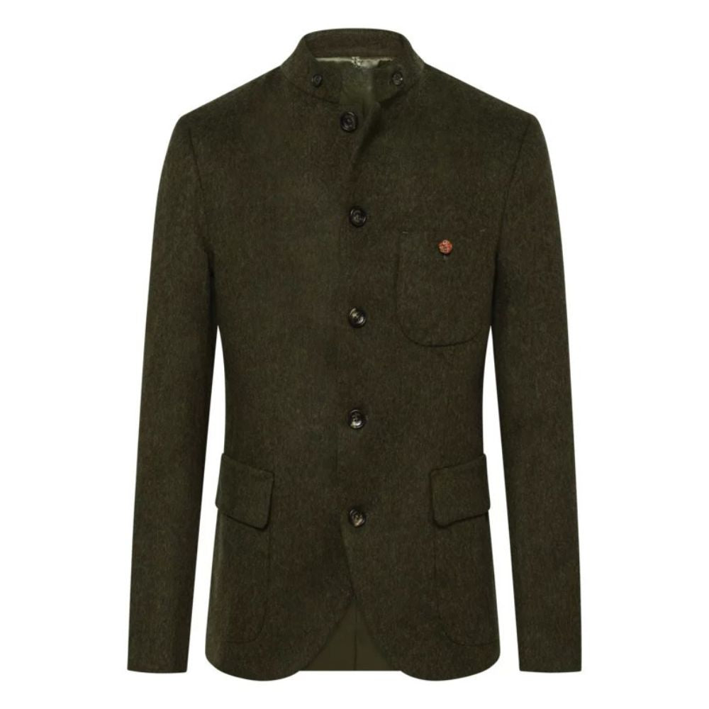 Brown wool Bavarian Trachten jacket for classic Oktoberfest outfit.