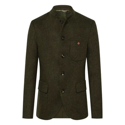 Brown wool Bavarian Trachten jacket for classic Oktoberfest outfit.