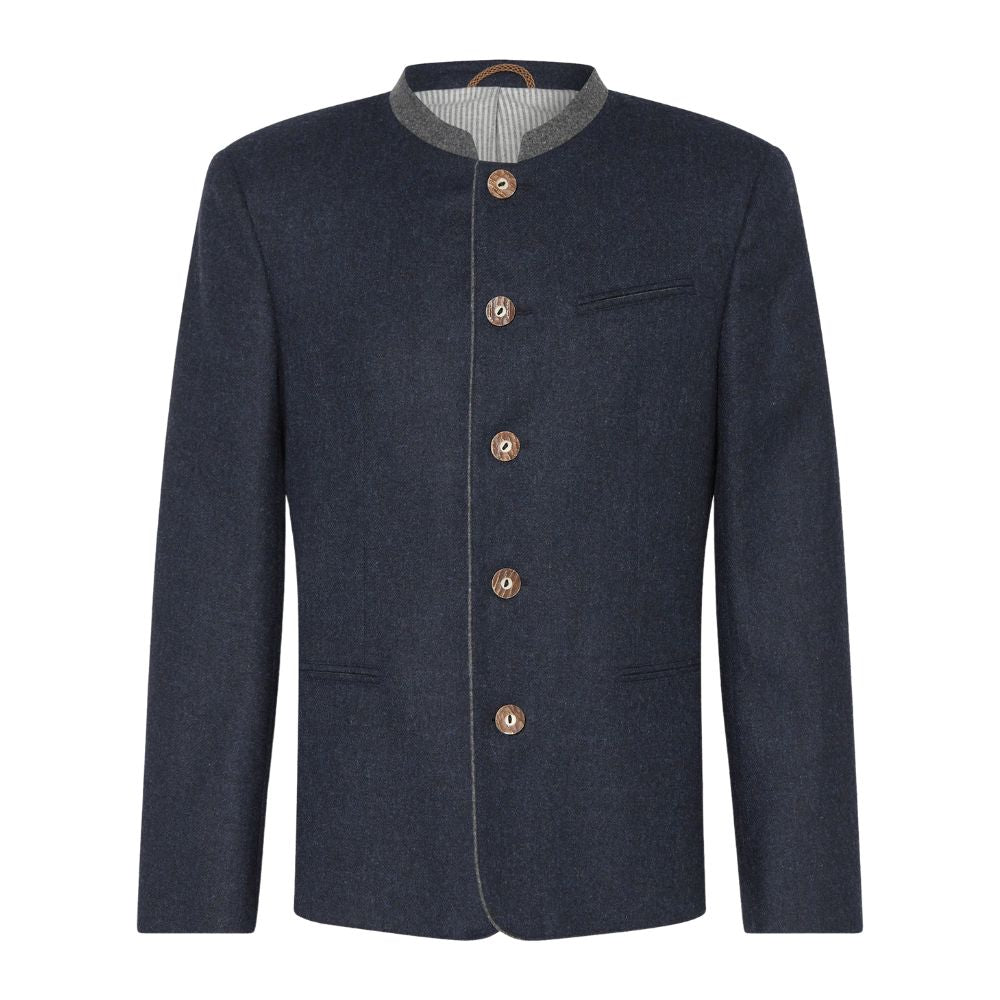 Men’s blue Trachten jacket in traditional Bavarian Oktoberfest style.