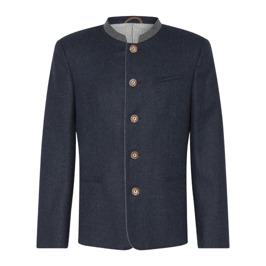 Men’s blue Trachten jacket in traditional Bavarian Oktoberfest style.