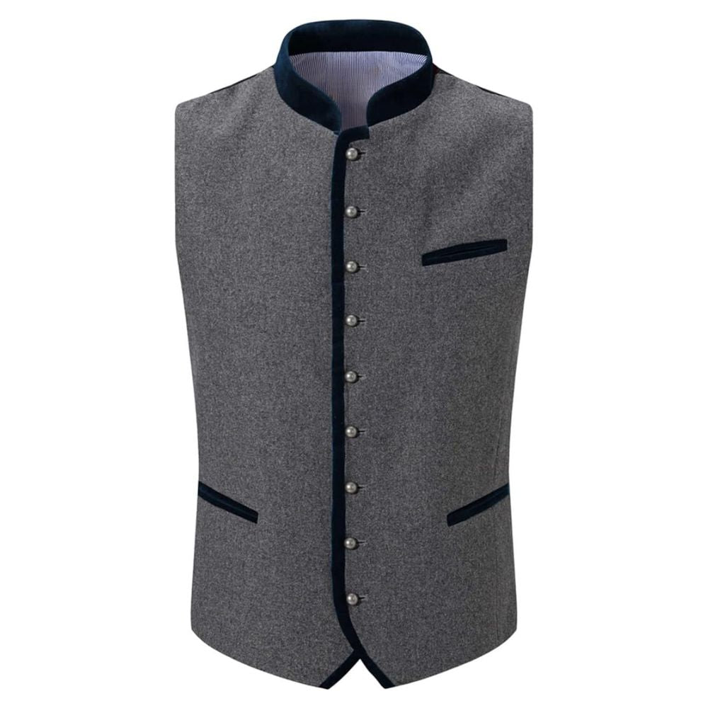 Men’s Grey Wool Trachten Vest – Premium Oktoberfest Attire