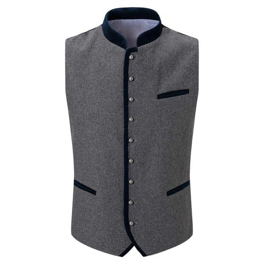 Men’s Grey Wool Trachten Vest – Premium Oktoberfest Attire