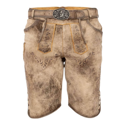 Premium leather Bavarian Lederhosen shorts for men with custom fit.