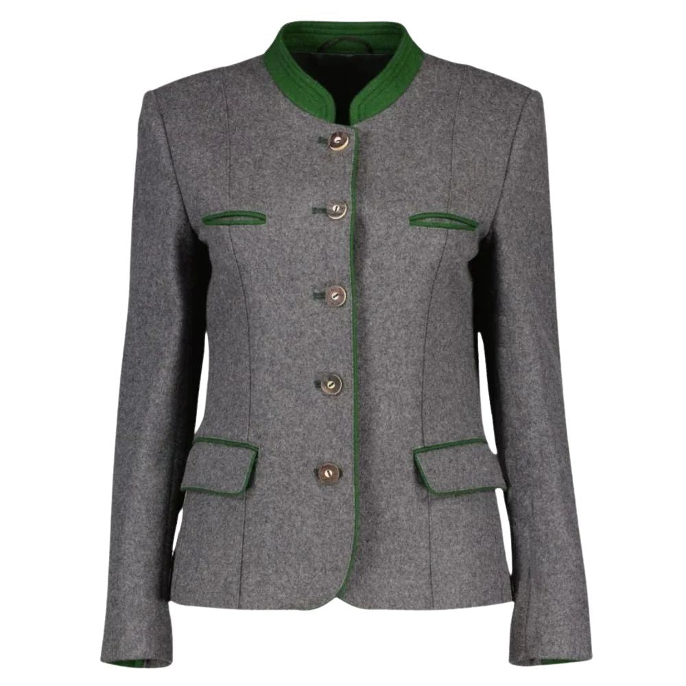 Premium grey wool women’s jacket in Bavarian style wear.