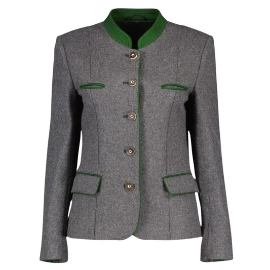 Premium grey wool women’s jacket in Bavarian style wear.