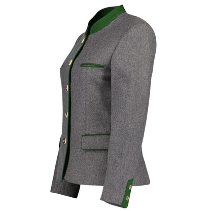 premium grey wool women’s jacket in Bavarian style.