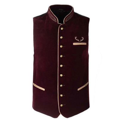 Red Velvet Trachten Vest – Bavarian Oktoberfest Wear