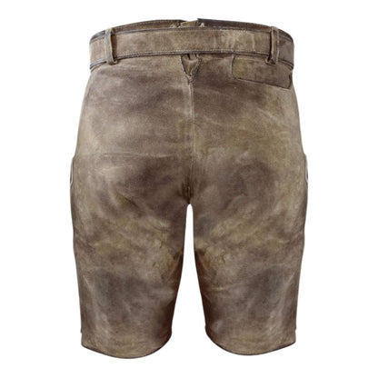 Premium brown Lederhosen for women in Alpine traditional wear style.