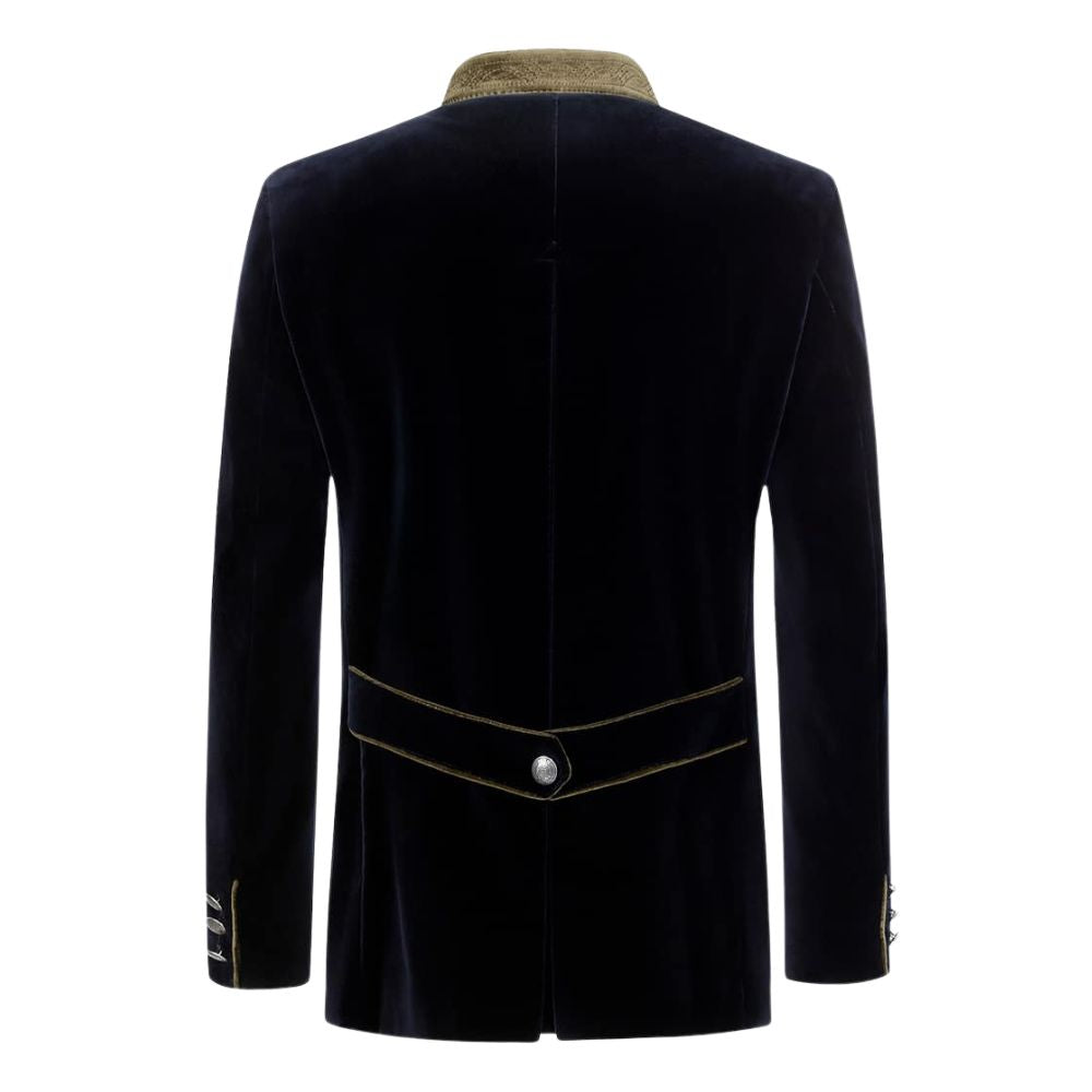 Traditional Bavarian black velvet Trachten jacket with classic design.