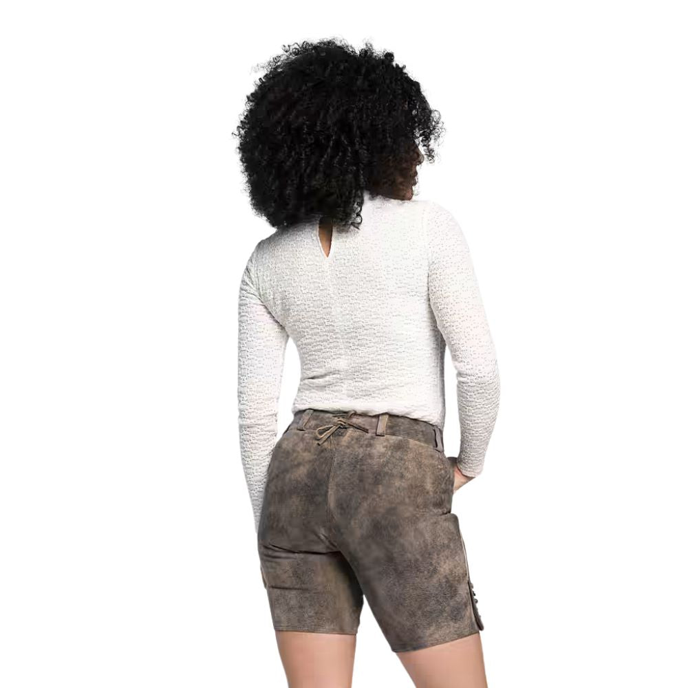 Traditional Bavarian women’s Lederhosen with authentic Oktoberfest design.