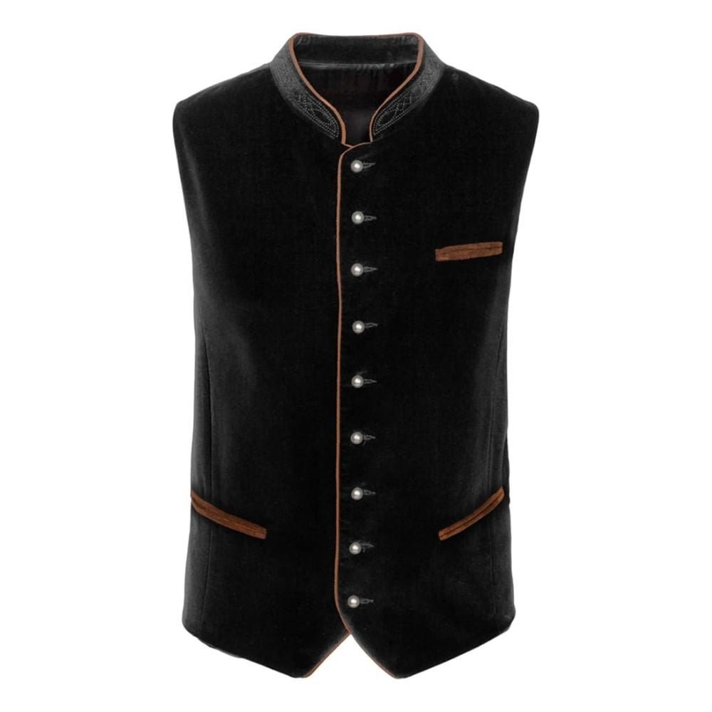 Traditional black velvet Trachten vest for German festival wear.