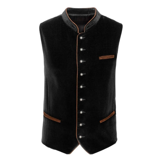 Traditional black velvet Trachten vest for German festival wear.