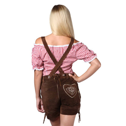 Traditional German women’s Bavarian Lederhosen with authentic Oktoberfest style.