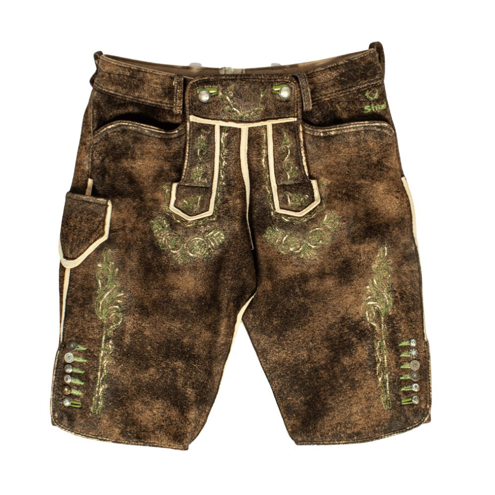 Traditional Lederhosen shorts for women in Oktoberfest attire.